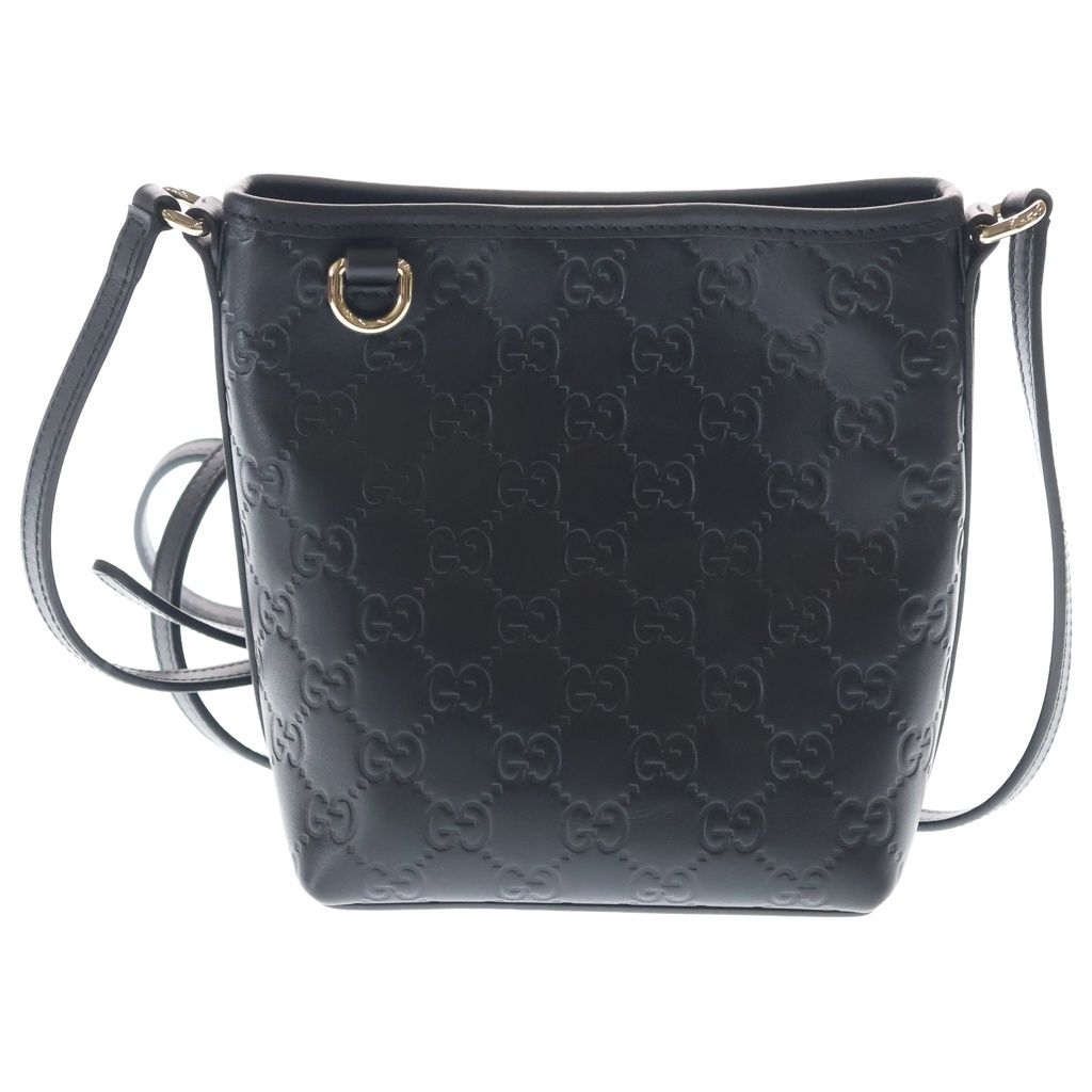 Gucci GG Emblem Nano Bucket Bag Black Leather