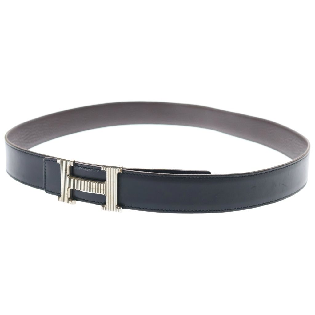 Hermes Constance Belt Reversible Leather Black Brown Silver