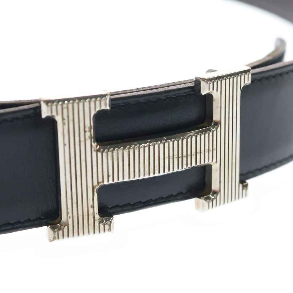 Hermes Constance Belt Reversible Leather Black Brown Silver — view 4