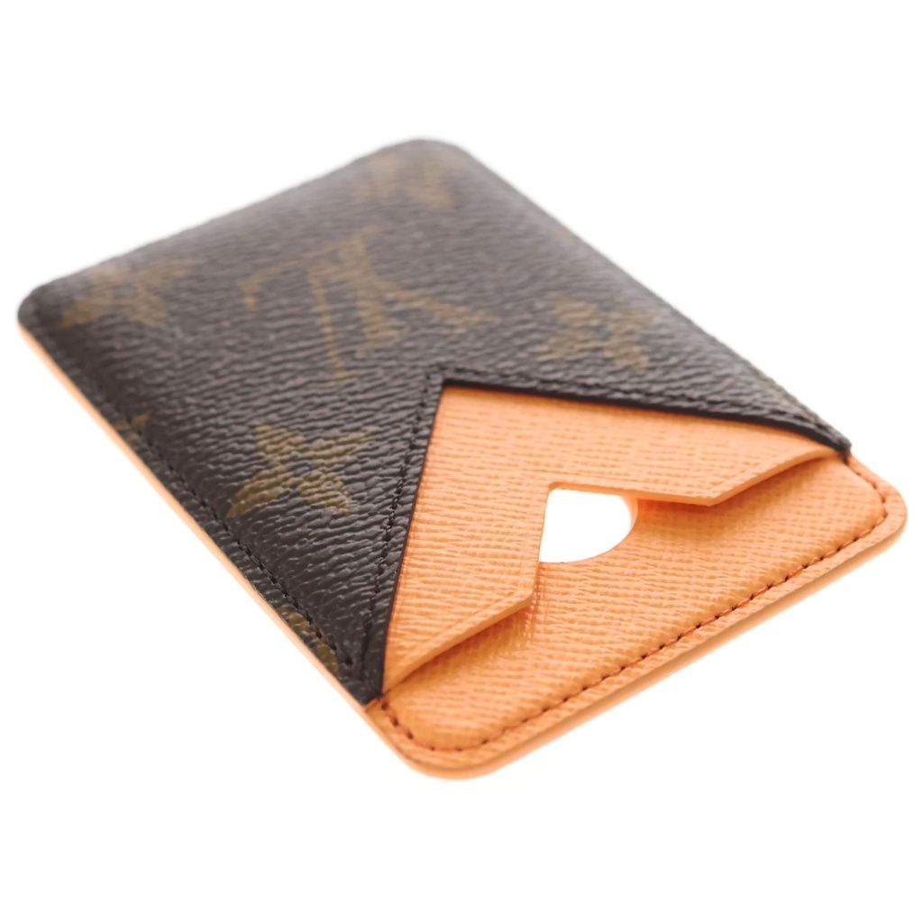 Louis Vuitton Monogram Card Holder Magnet Passcase Brown Orange — view 5