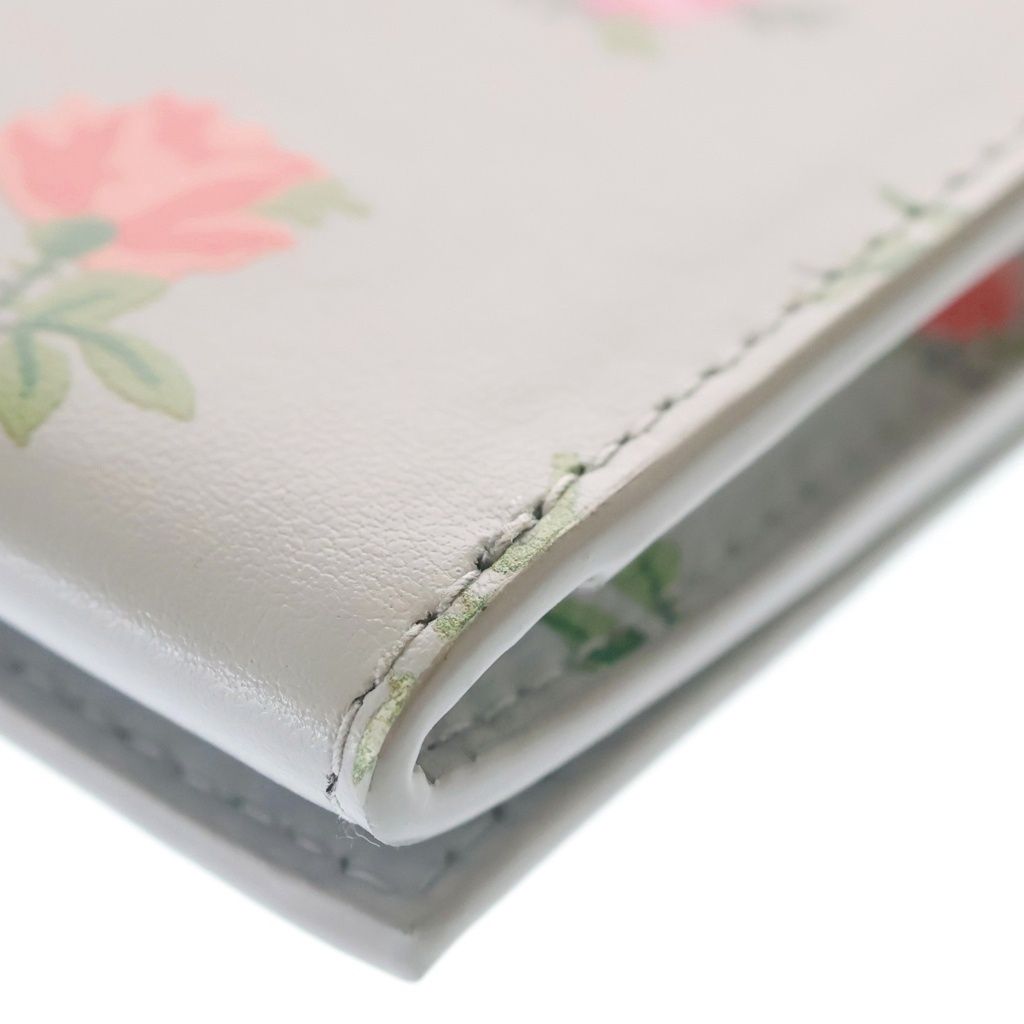 Prada Saffiano Triangle Logo Card Case Compact Wallet Bifold Flower Motif — view 5