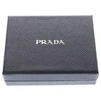 Prada Saffiano Triangle Logo Card Case Compact Wallet Bifold Flower Motif — view 6