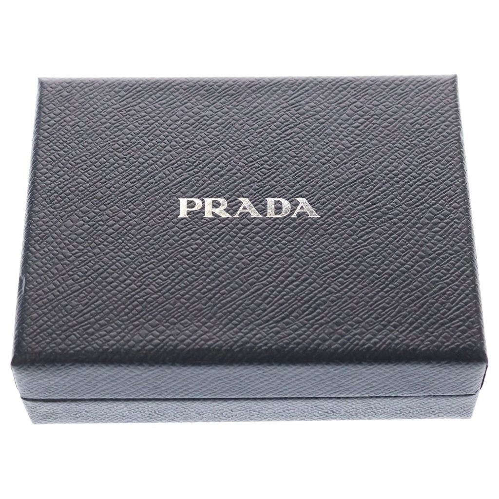 Prada Saffiano Triangle Logo Card Case Compact Wallet Bifold Flower Motif — view 6