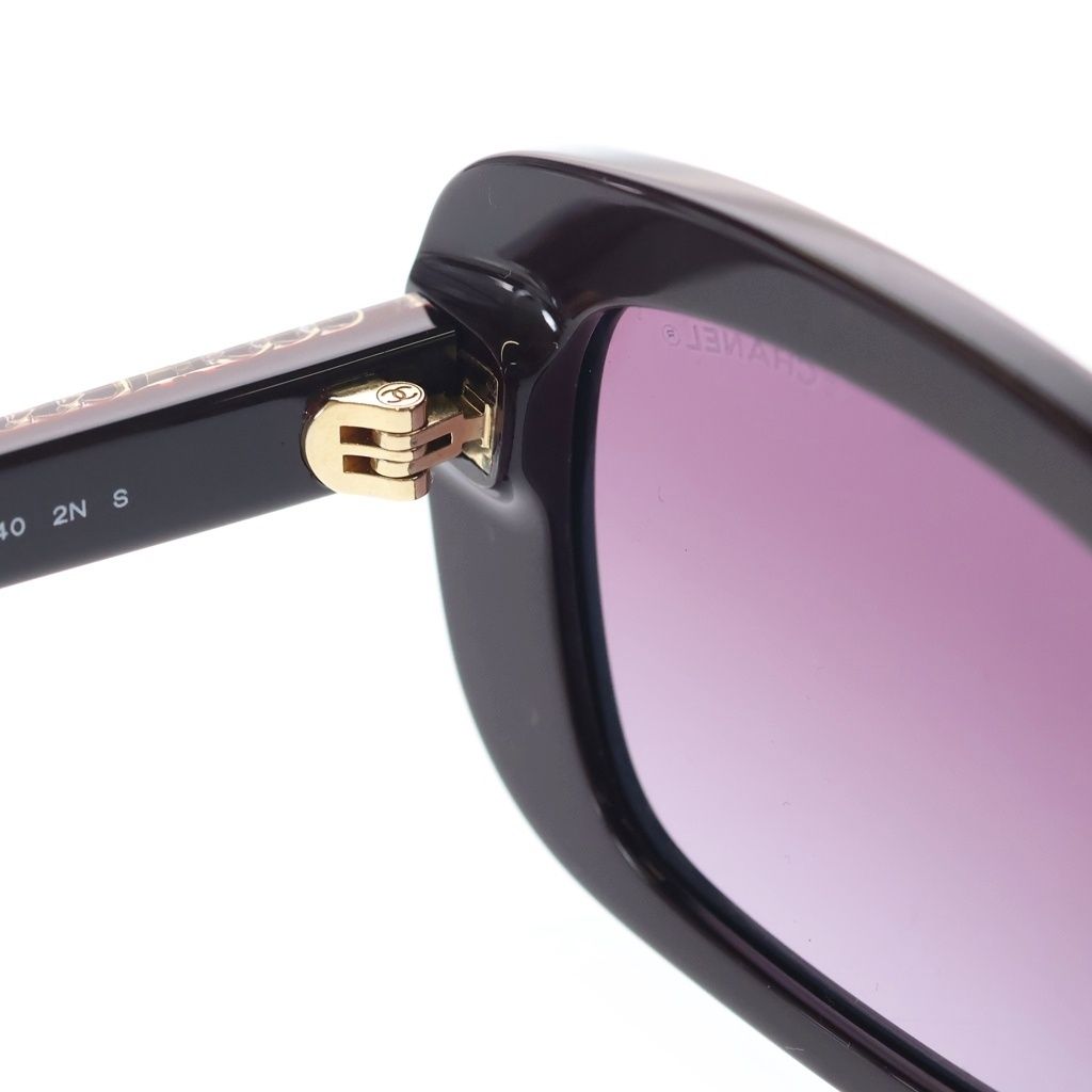 Chanel CC Logo Chain Sunglasses Wine Red 54 17 Gold Eyewear — view 4