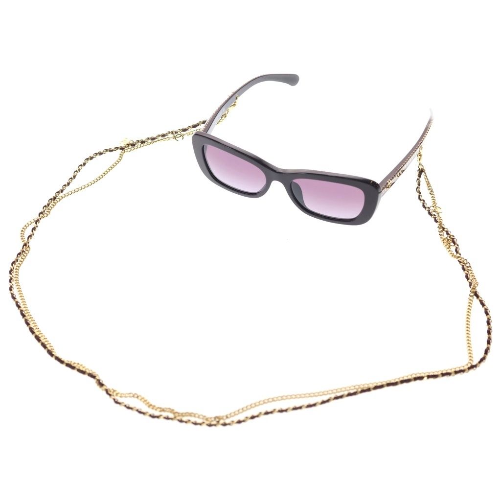 Chanel CC Logo Chain Sunglasses Wine Red 54 17 Gold Eyewear — view 5