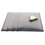 Prada Saffiano Triangle Logo Card Case Business Holder Black Leather — view 3