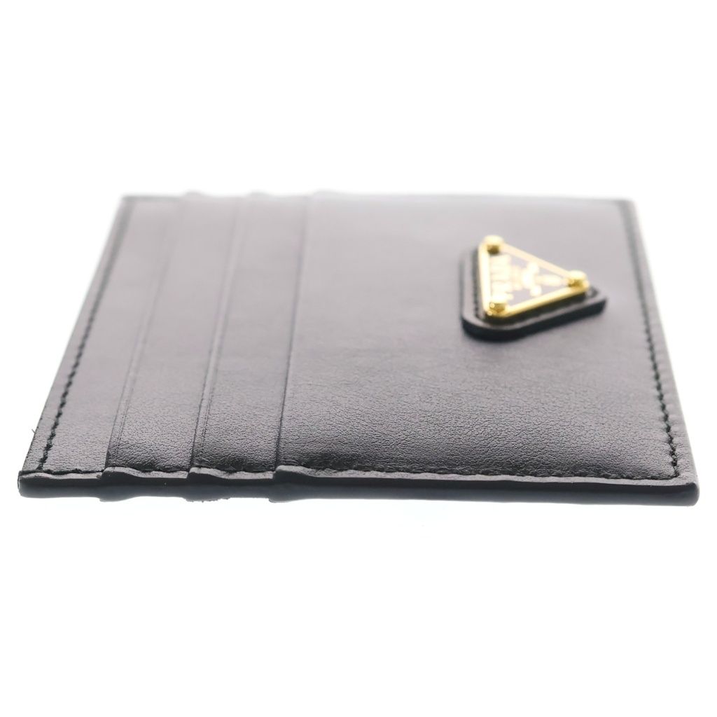 Prada Saffiano Triangle Logo Card Case Business Holder Black Leather — view 3