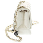 Chanel Choco Bar Mini Flap Lambskin Leather Chain Shoulder Bag Gold White — view 3