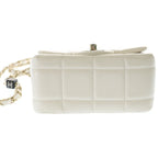 Chanel Choco Bar Mini Flap Lambskin Leather Chain Shoulder Bag Gold White — view 4