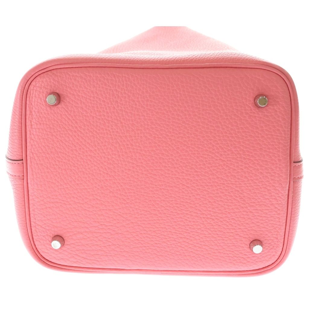Hermes Picotin Lock MM Rose Azalea Taurillon Clemence Leather Handbag Silver — view 4