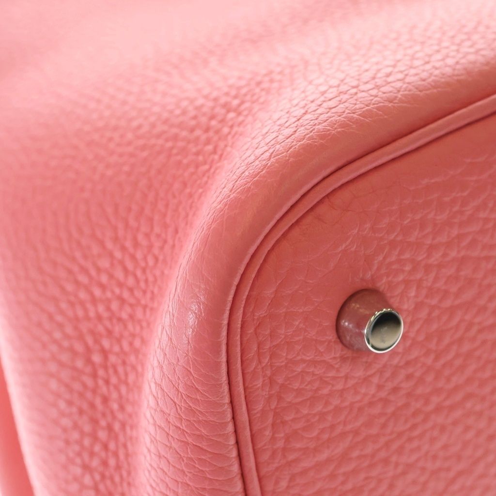 Hermes Picotin Lock MM Rose Azalea Taurillon Clemence Leather Handbag Silver — view 5