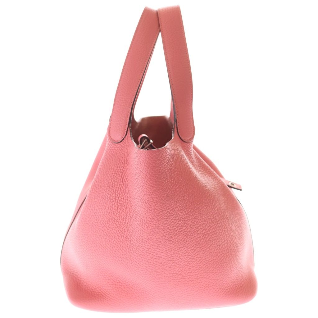 Hermes Picotin Lock MM Rose Azalea Taurillon Clemence Leather Handbag Silver — view 3