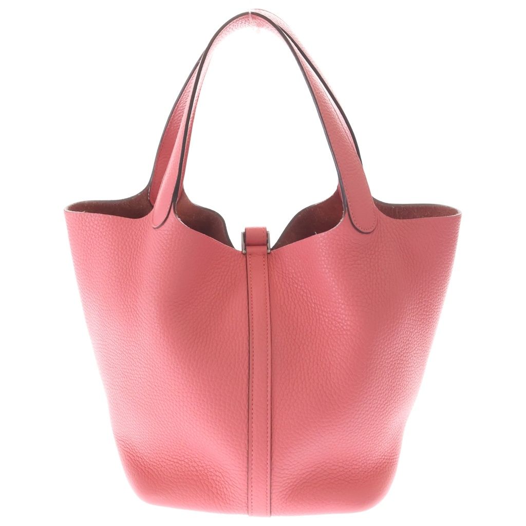 Hermes Picotin Lock MM Rose Azalea Taurillon Clemence Leather Handbag Silver — view 2