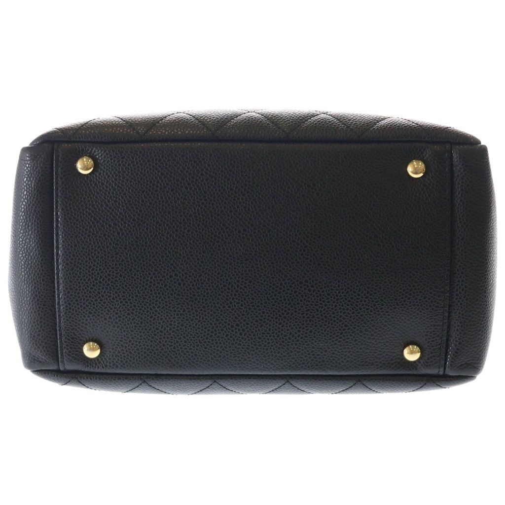 Chanel Quilted Petit Timeless Tote Chain Shoulder Bag Caviar Leather Gold Black — view 4