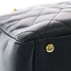 Chanel Quilted Petit Timeless Tote Chain Shoulder Bag Caviar Leather Gold Black — view 5
