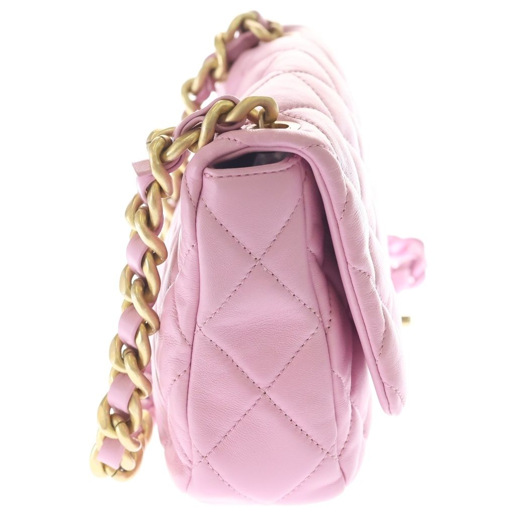 Chanel Quilted Lambskin Leather Chain Shoulder Bag Gold Pink Plate — view 3
