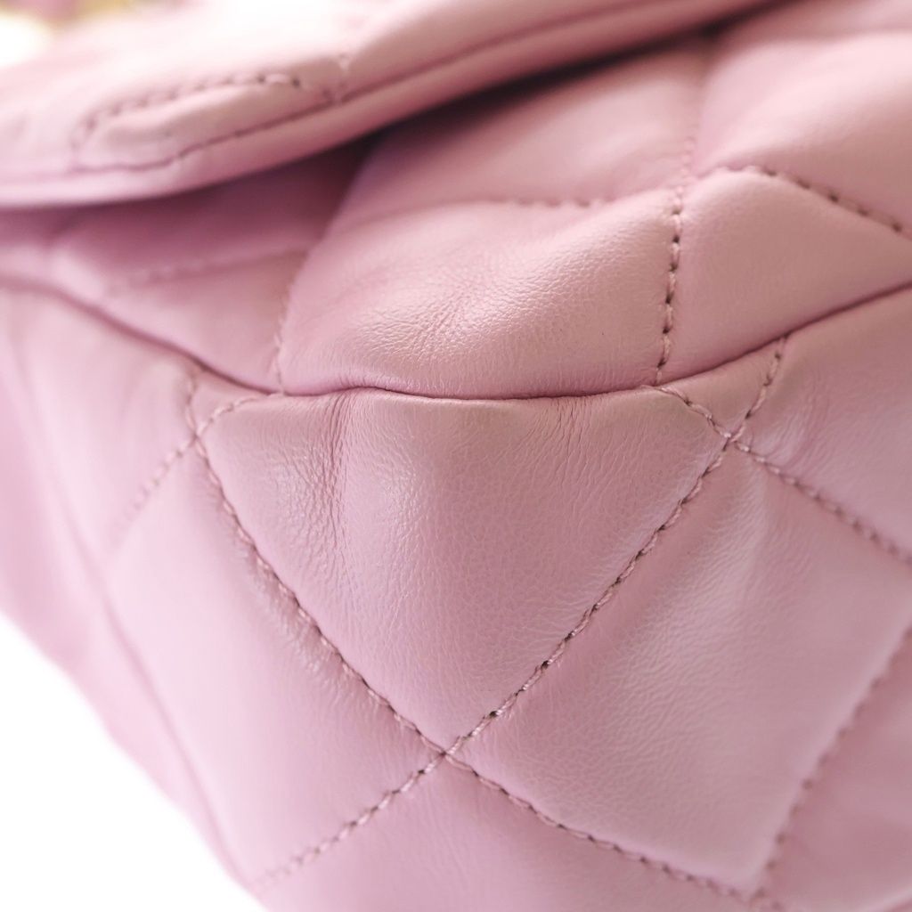Chanel Quilted Lambskin Leather Chain Shoulder Bag Gold Pink Plate — view 5