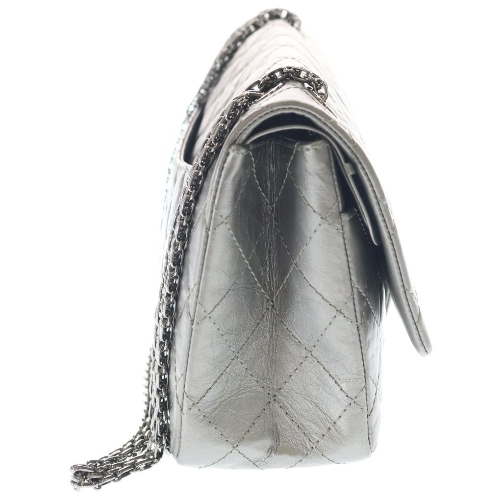Chanel 2.55 Metallic Cles the Double Flap Chain Shoulder Bag Silver — view 3