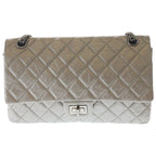 Chanel 2.55 Metallic Cles the Double Flap Chain Shoulder Bag Silver