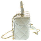 Chanel Vanity Top Handle Lambskin Leather 2-Way Hand Chain Shoulder Bag Gold — view 3