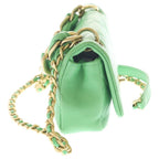 Chanel Quilted 18 Lambskin Leather Chain Shoulder Bag Gold Green — view 3