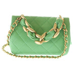 Chanel Quilted 18 Lambskin Leather Chain Shoulder Bag Gold Green — view 2