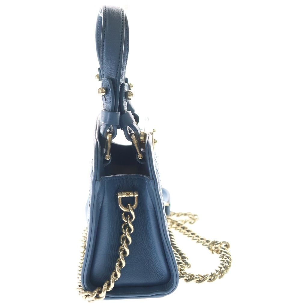 Chanel Quilted Logo Plate Calfskin Leather 2-Way Hand Chain Shoulder Bag Gold — view 3
