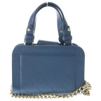 Chanel Quilted Logo Plate Calfskin Leather 2-Way Hand Chain Shoulder Bag Gold — view 2