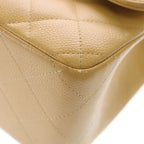 Chanel Deca Quilted 30 Caviar Leather Double Flap Chain Shoulder Bag Gold Beige — view 6