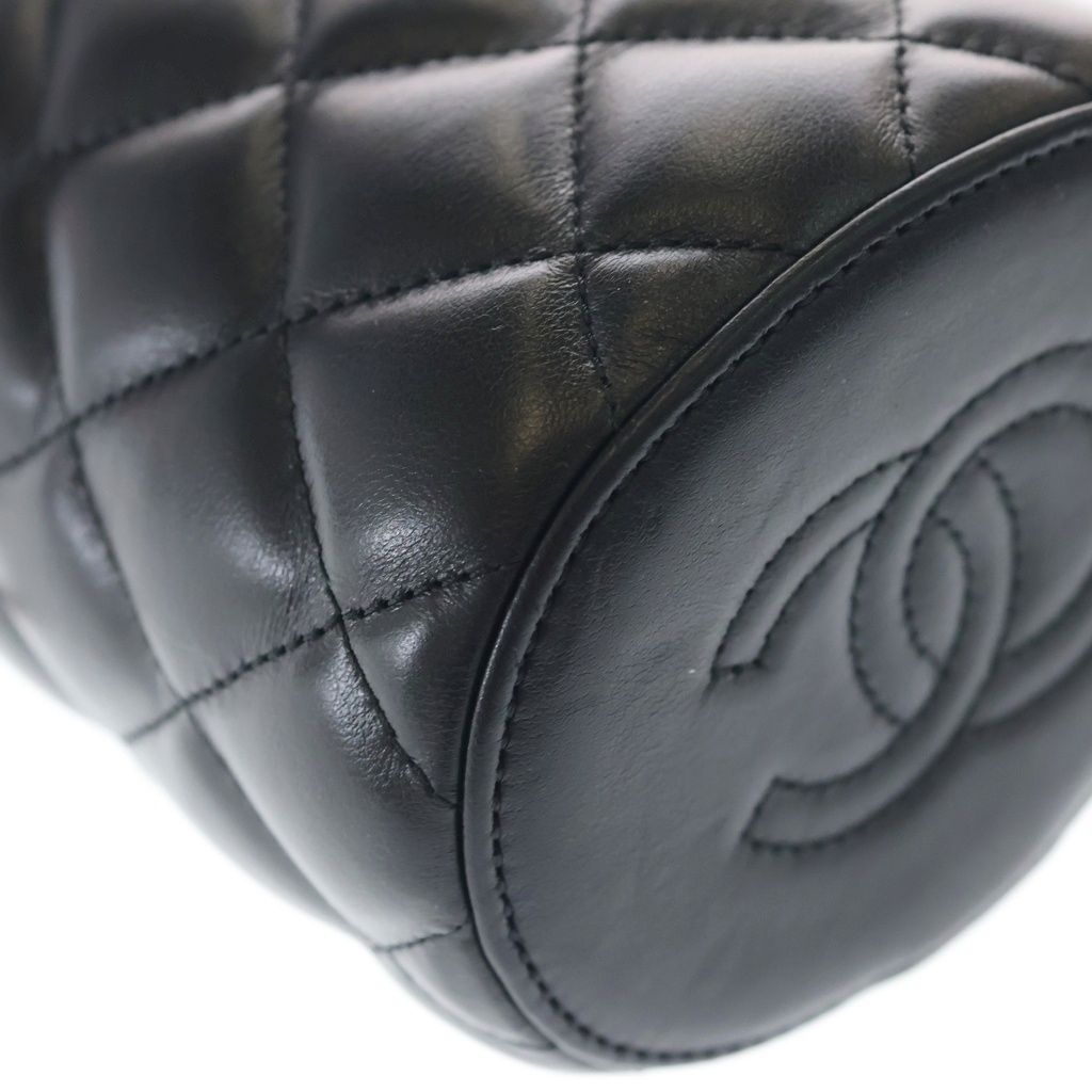 Chanel Crown Box Vanity Lambskin Leather Chain Shoulder Bag Gold Black Plate — view 5