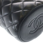Chanel Crown Box Vanity Lambskin Leather Chain Shoulder Bag Gold Black Plate — view 5