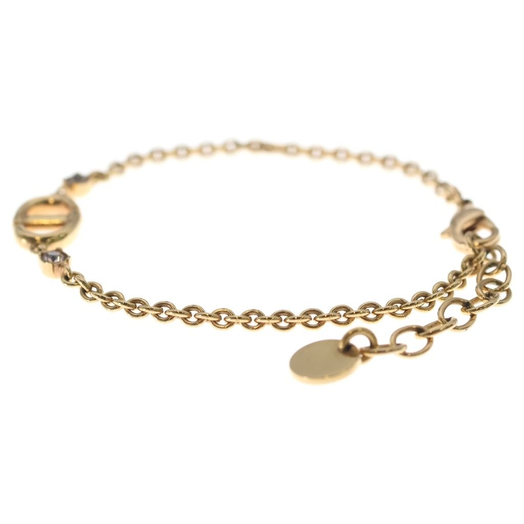Dior CD Logo Rhinestone Chain Bracelet Gold — view 4