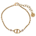 Dior CD Logo Rhinestone Chain Bracelet Gold