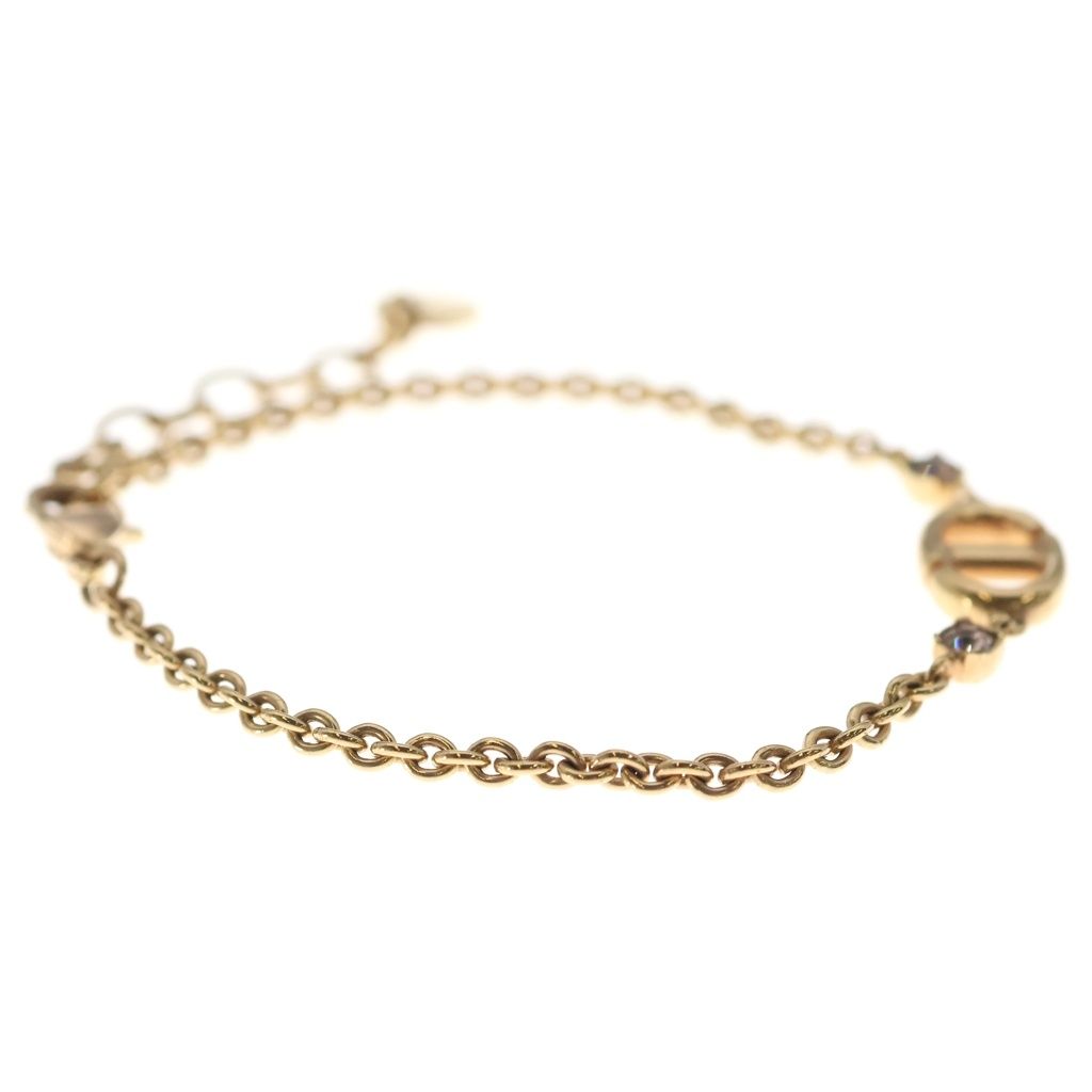 Dior CD Logo Rhinestone Chain Bracelet Gold — view 3