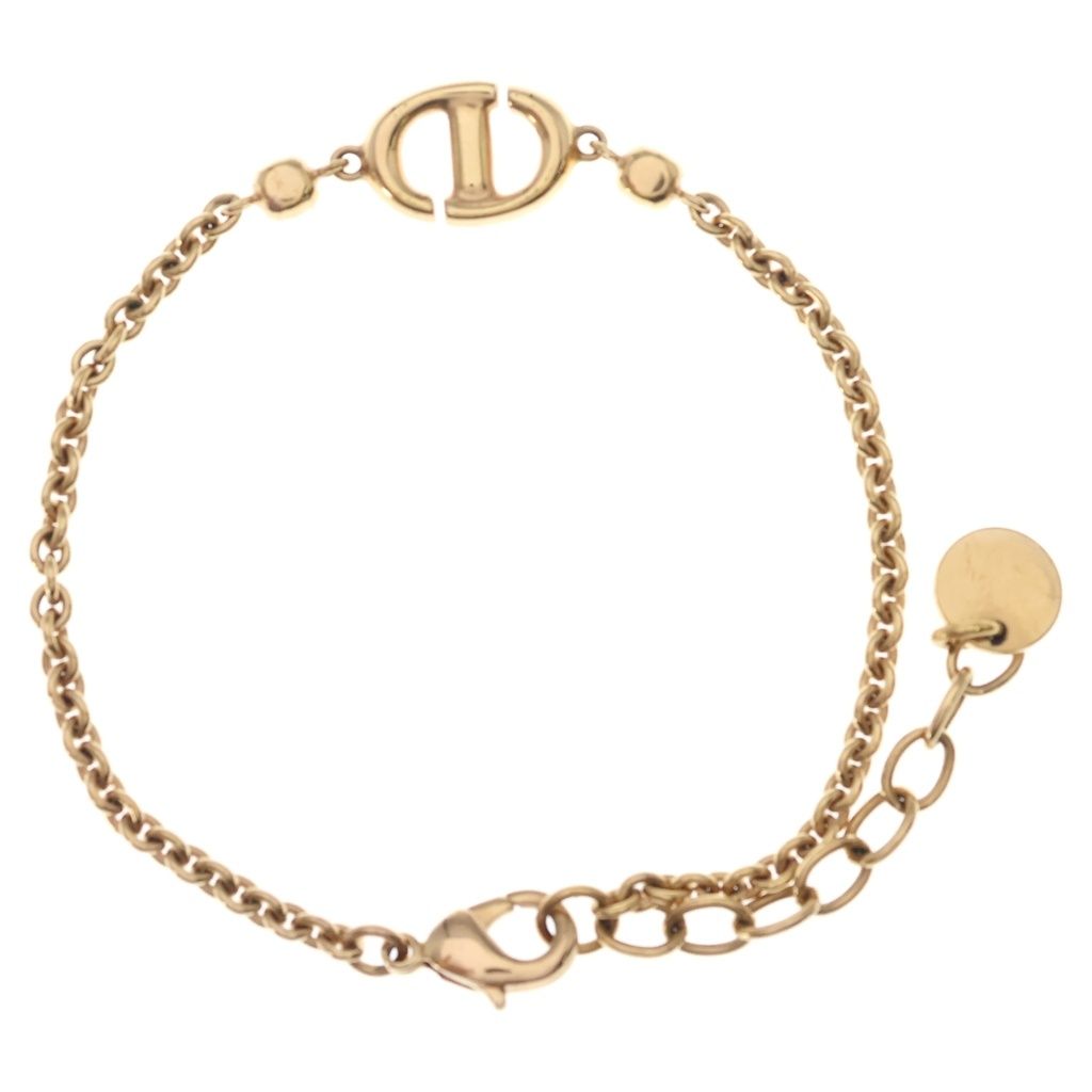 Dior CD Logo Rhinestone Chain Bracelet Gold — view 2