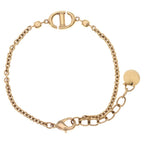 Dior CD Logo Rhinestone Chain Bracelet Gold — view 2