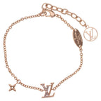 Louis Vuitton LV Iconic Logo Rhinestone Bracelet Pink Gold