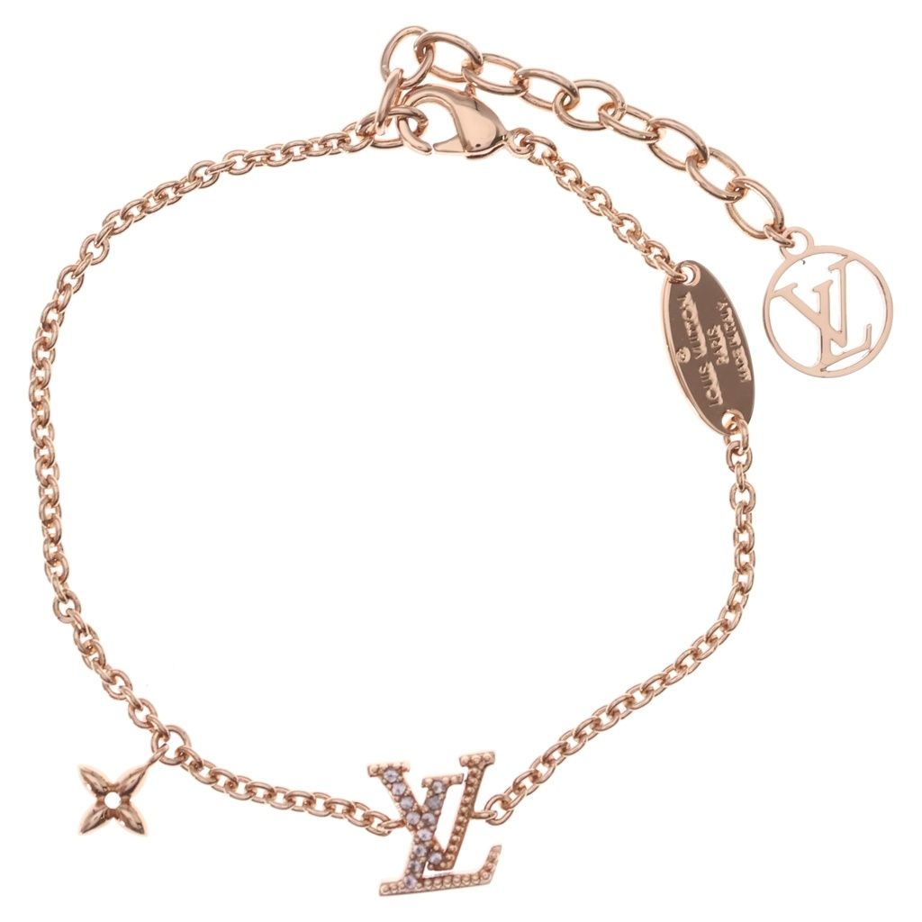 Louis Vuitton LV Iconic Logo Rhinestone Bracelet Pink Gold