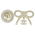 Chanel Metal Ribbon CC Logo Brooch