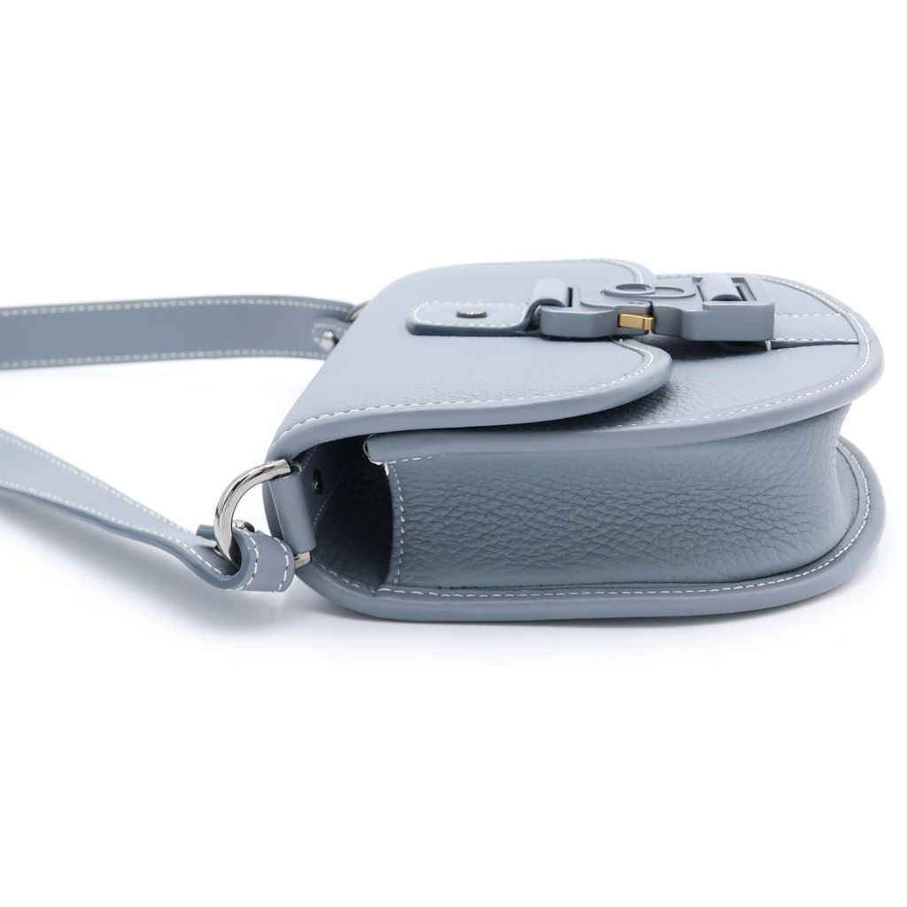 Dior Gallop Mini Leather Saddlebag Silver Gray Handbag — view 3