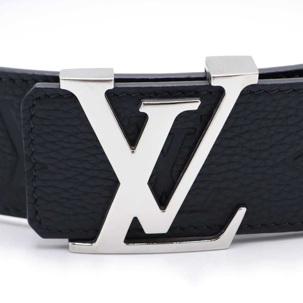 Louis Vuitton LV Initial Buckle 40 Reversible Leather Belt Black Silver — view 4