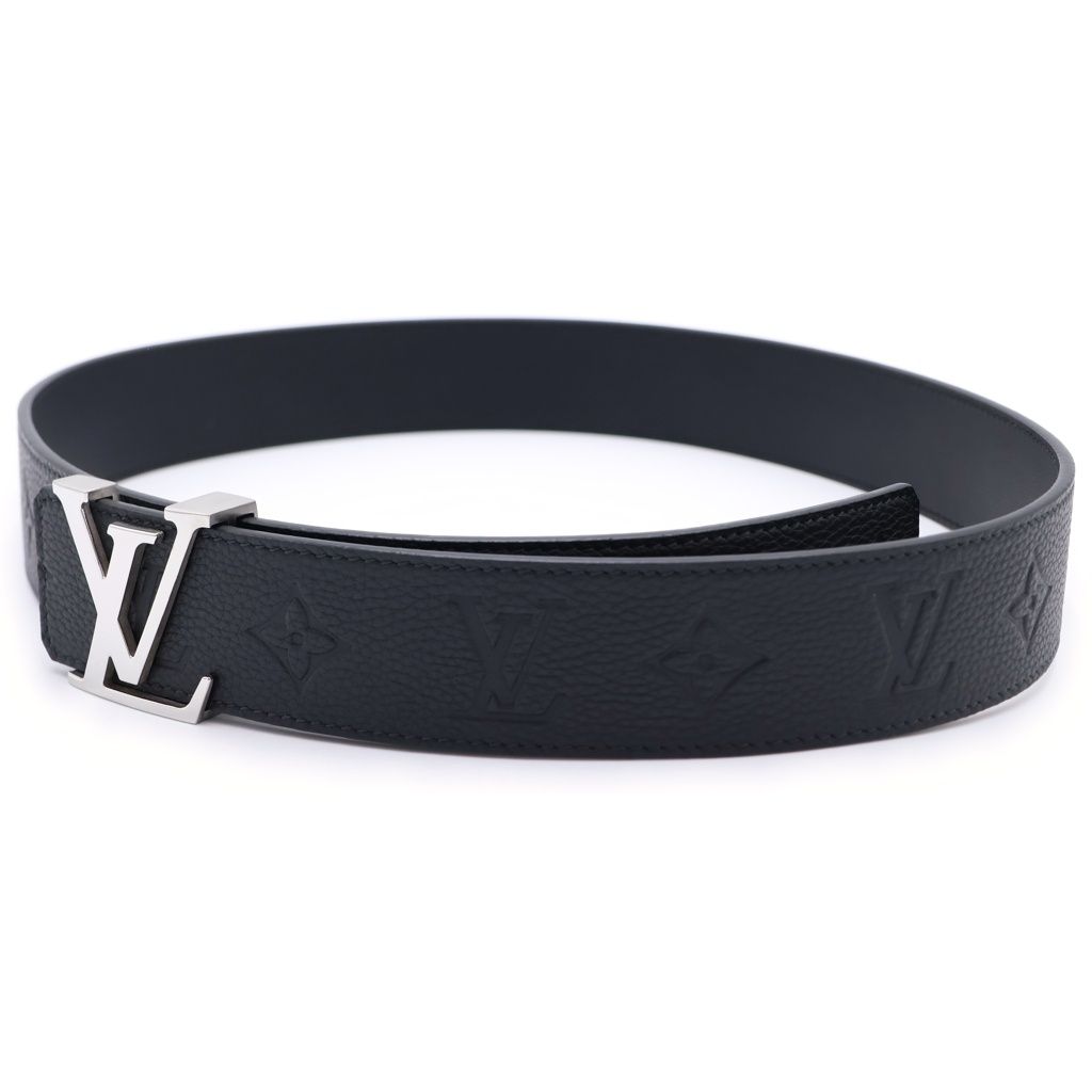 Louis Vuitton LV Initial Buckle 40 Reversible Leather Belt Black Silver