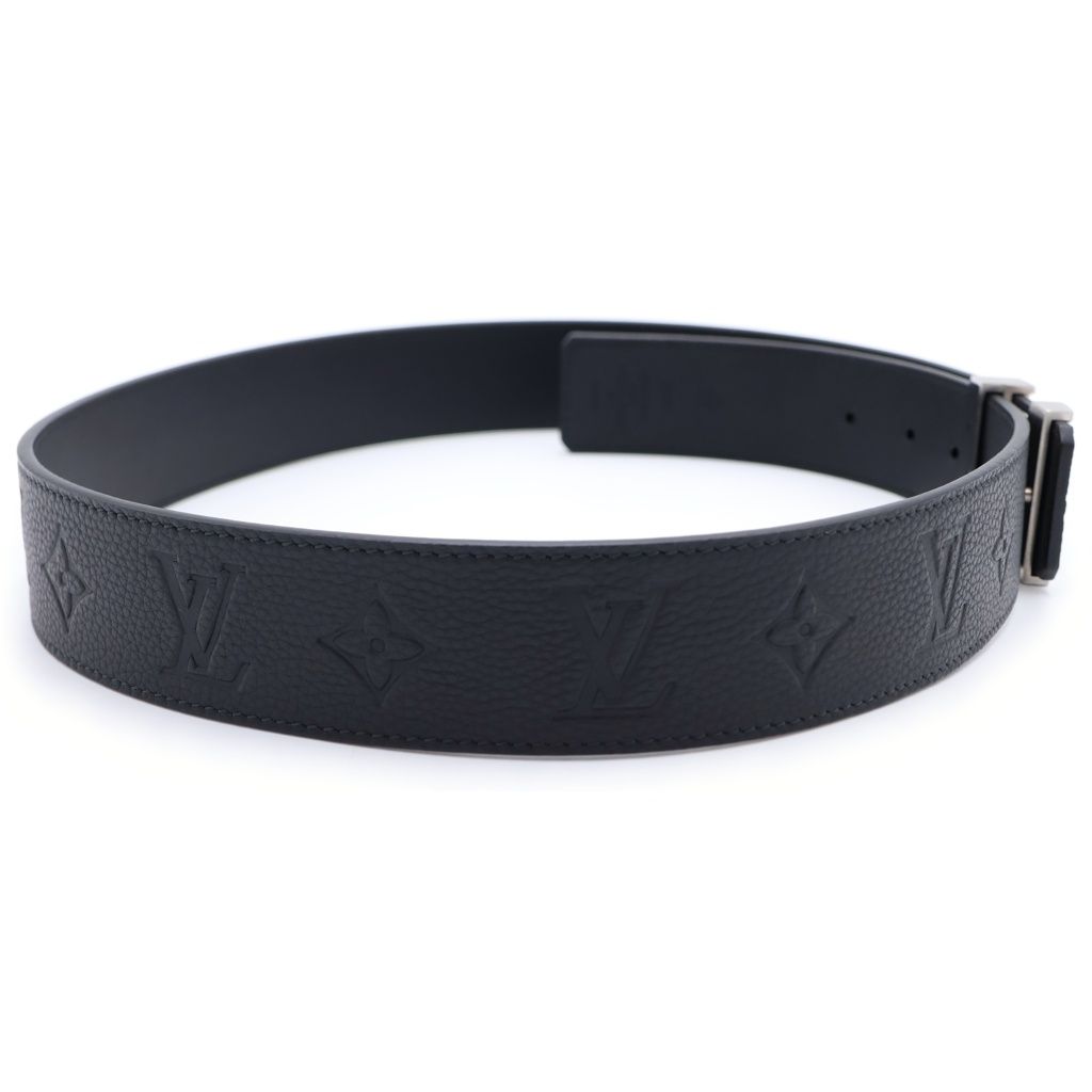 Louis Vuitton LV Initial Buckle 40 Reversible Leather Belt Black Silver — view 3