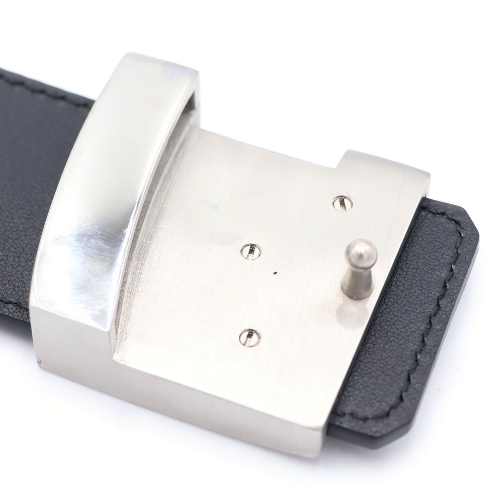 Louis Vuitton LV Initial Buckle 40 Reversible Leather Belt Black Silver — view 5