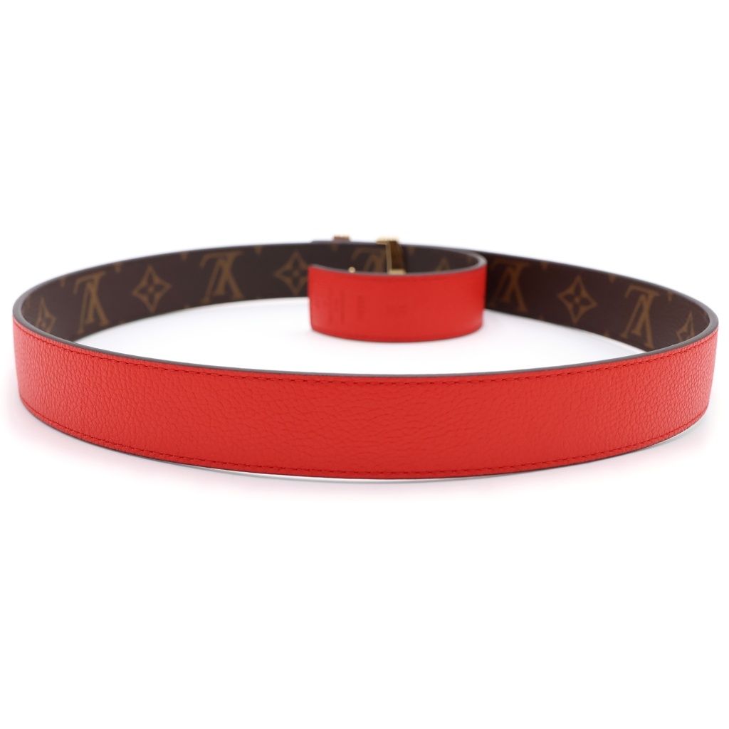 Louis Vuitton Ceinture LV Initial 30 Reversible Leather Belt Red Brown Gold — view 2