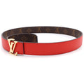 Louis Vuitton Ceinture LV Initial 30 Reversible Leather Belt Red Brown Gold
