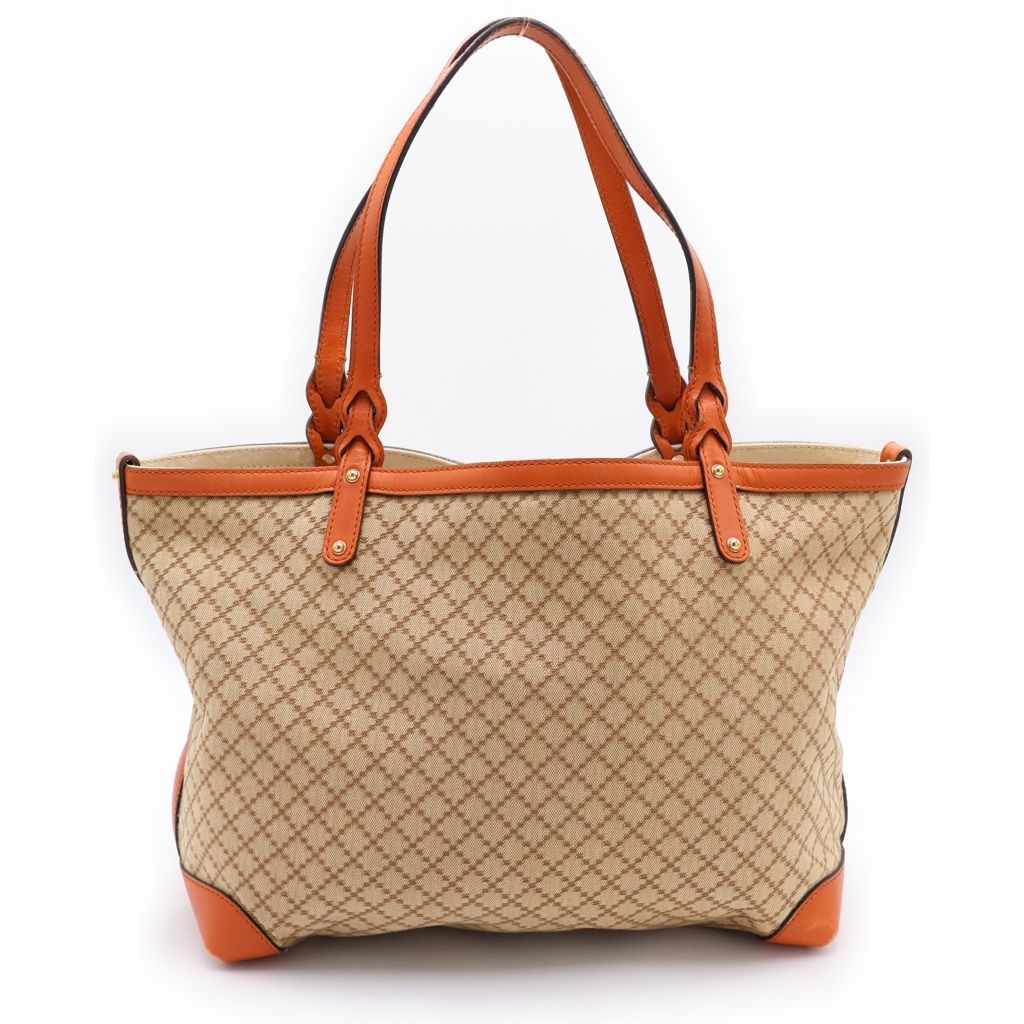 Gucci Diamante Leather Handle Canvas Tote Beige — view 2