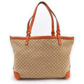 Gucci Diamante Leather Handle Canvas Tote Beige