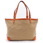 Gucci Diamante Leather Handle Canvas Tote Beige