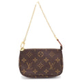 Louis Vuitton Monogram Mini Pochette Mini Handbag Pouch Brown Gold